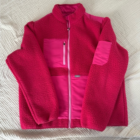 Jackets & Blazers - FIGS, On-Shift, Sherpa Jacket, Shocking Pink, XL